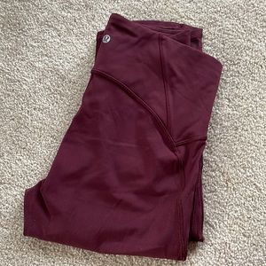 Lulu lemon leggings size 8 cropped wine red
